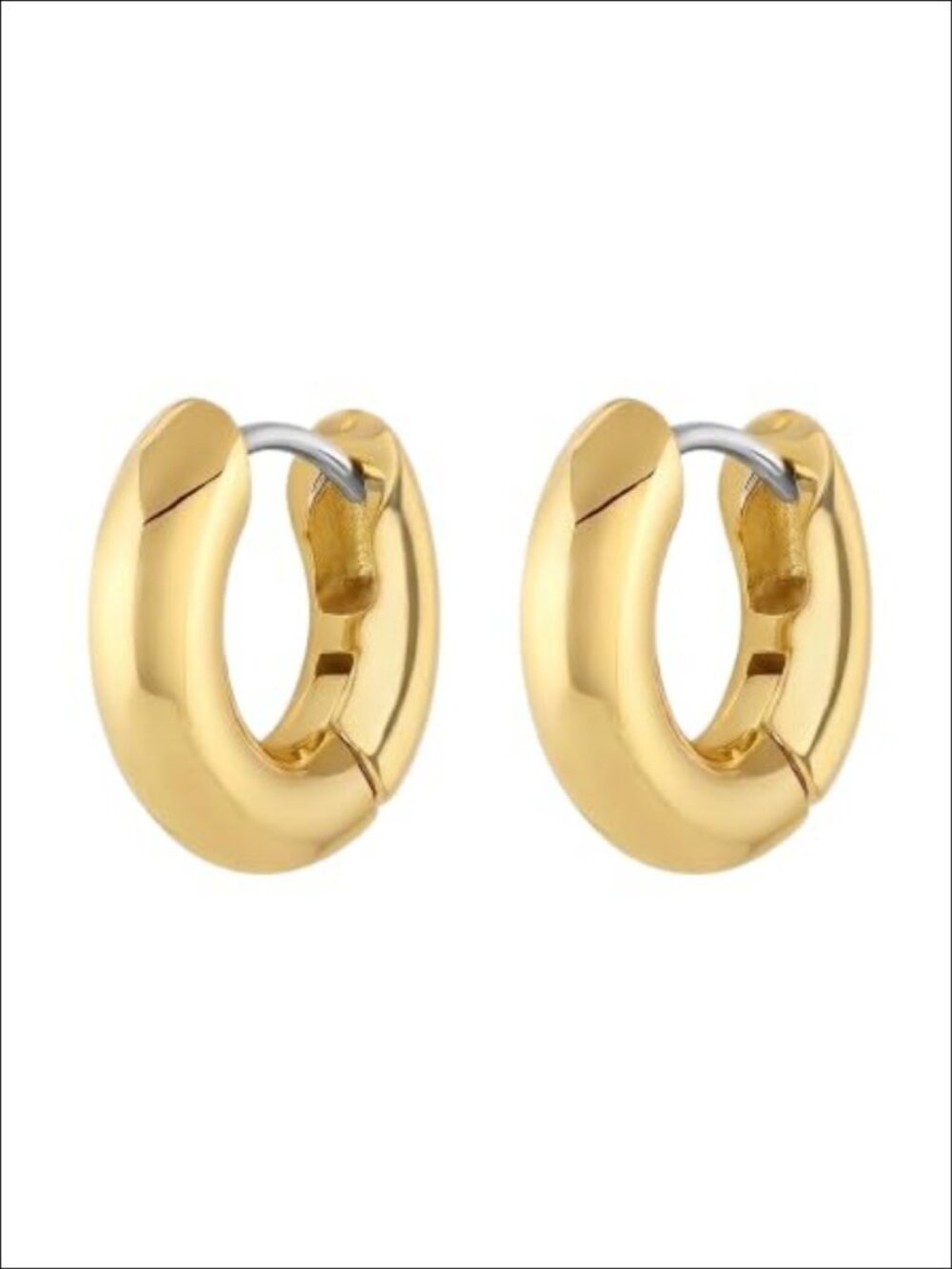 18k Gold Plated Huggie Hoop Earrings Hinged Closure Everyday
